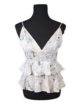 A Father's Love Floral Tiered Peplum Cami Small Balletcore Coquette